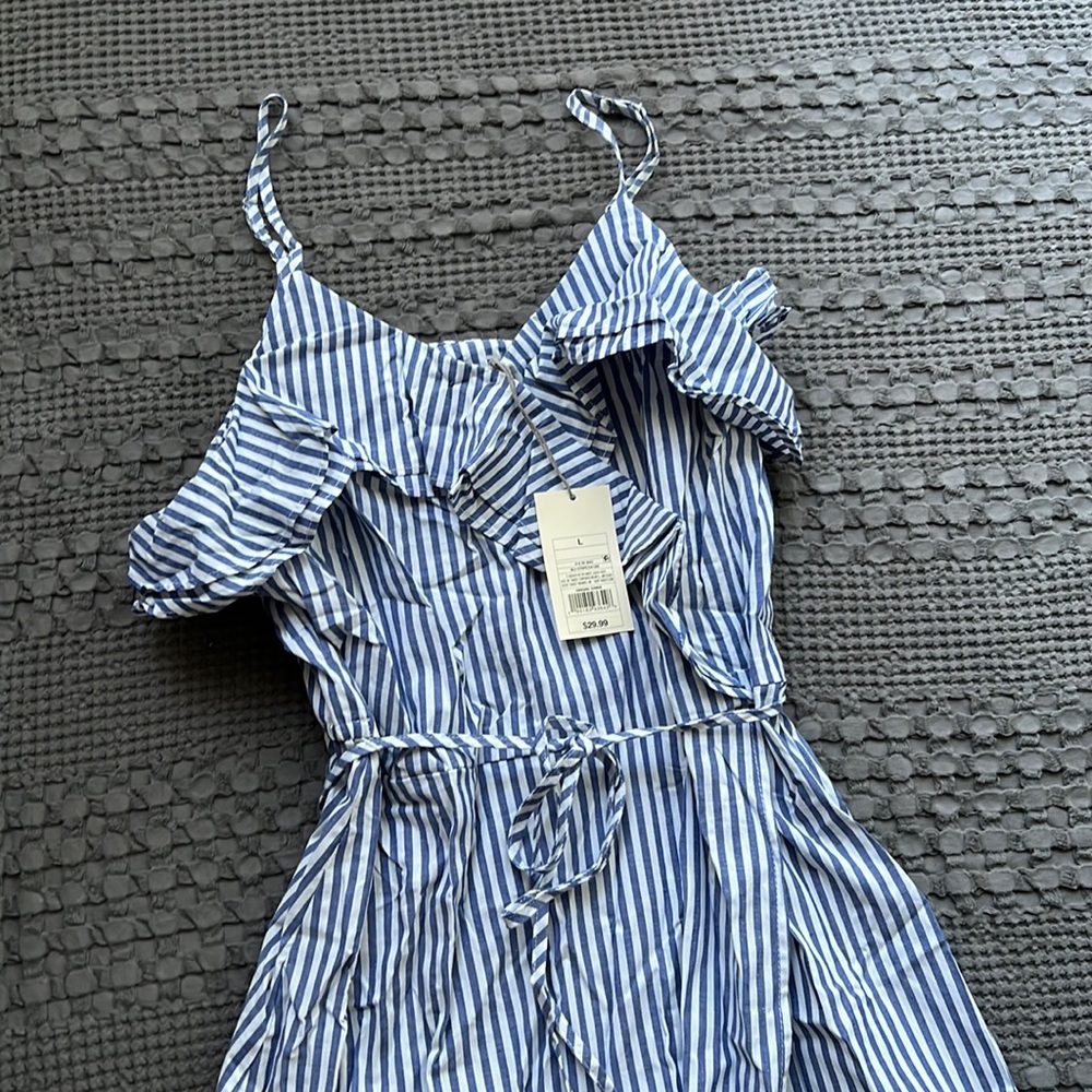 Blue and white stripe dress